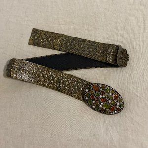Jeweled Stones Stretchy Metal and Elastic Belt